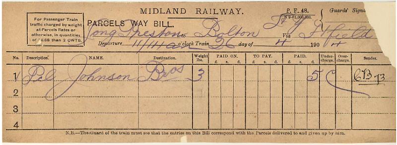 Parcel 26-04-04 to Bolton - Johnson Bros.jpg - Way Bill: Parcel 26-04-04 to Bolton - Johnson Bros